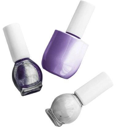 Nail polish bottles silk background French manicure products nail polish makeup cosmetics luxury beauty brand holiday platlay art design